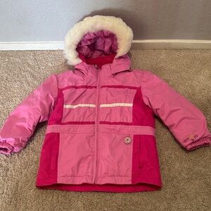 Obermeyer Pink Toddler Girl Hooded Winter Jacket in Size 5T